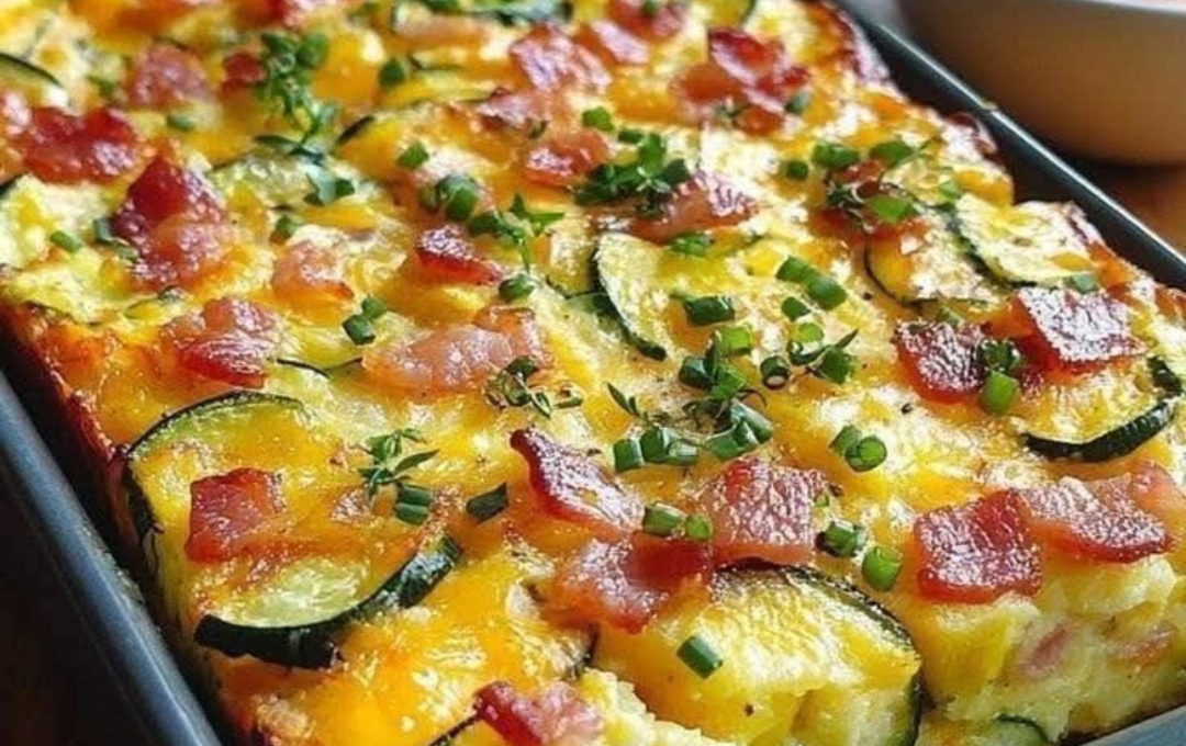 Omelete de Forno com Abobrinha e Bacon: Prático y Saludable